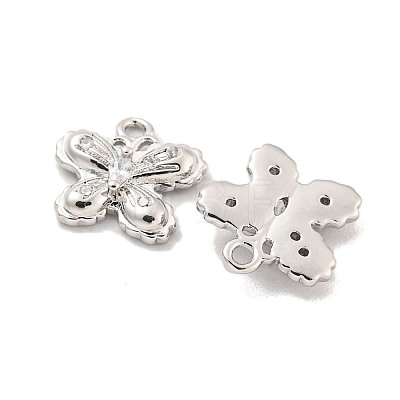 Brass Micro Pave Clear Cubic Zirconia Charms KK-Z044-19P-1