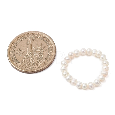 Natural Pearl Bead Finger Rings for Women RJEW-JR00963-02-1
