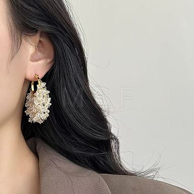 Brass Glass Bead Tassel Chandelier Earrings FS-WGEADFA-01-1