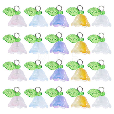 CHGCRAFT 100Pcs 10 Colors Glass Flower of Life Charms FIND-CA0009-01-1