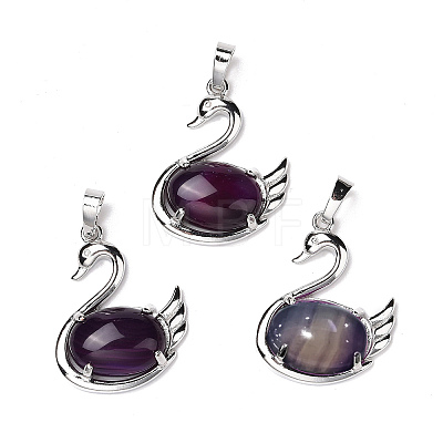 Natural & Dyed Purple Agate Pendants G-M385-04P-A-1