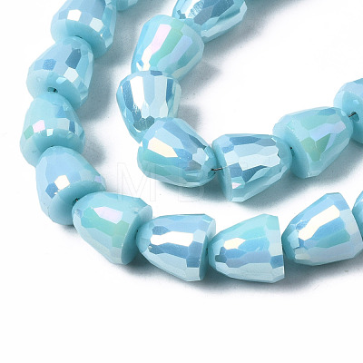 Electroplate Opaque Solid Color Glass Beads Strands EGLA-N006-003-A-1