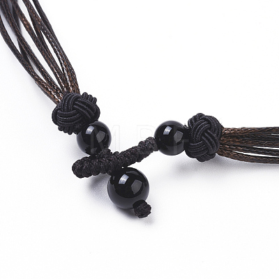 Adjustable Waxed Cord Necklace Making MAK-L027-A02-1