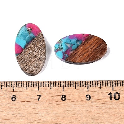 Transparent Resin and Walnut Wood Pendants RESI-T057-03K-1