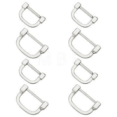 WADORN 8Pcs 2 Style Alloy D Rings FIND-WR0003-22P-1