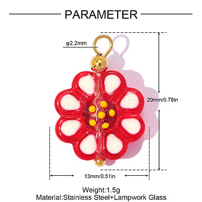 304 Stainless Steel with Glass Pendants GL-OY001-01G-02-1