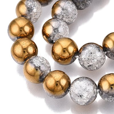 Electroplated Crackle Glass Beads Strands EGLA-N014-10mm-04-1