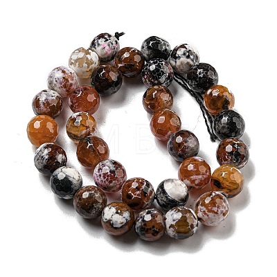 Faceted Natural Fire Crackle Agate Beads Strands G-F447-12mm-N14-1