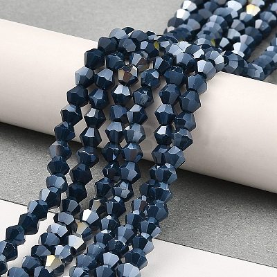 Opaque Solid Color Electroplate Glass Beads Strands GLAA-F029-P4mm-A09-1