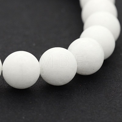 Natural White Jade Round Bead Strands G-J285-01-1
