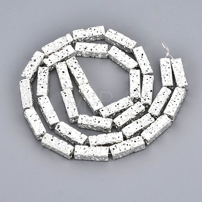 Electroplated Natural Lava Rock Beads Strands X-G-T114-63S-1