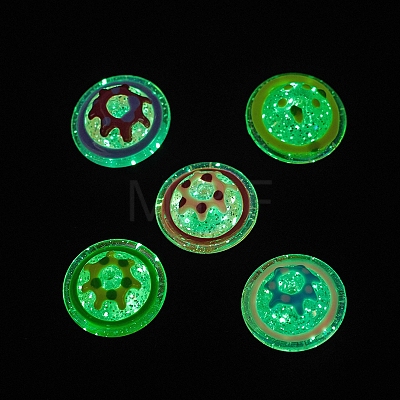 Round Transparent UV Plating Acrylic Beads with Enamel OACR-K004-09-1
