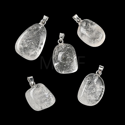 Natural Quartz Crystal Tumbled Stone Pendants GG-K002-06Q-1