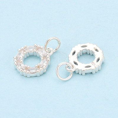 Sparkling 925 Sterling Silver Micro Pave Cubic Zirconia Circle Charms STER-T009-19S-1