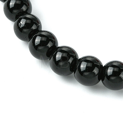 Halloween Theme 8.5mm Synthetic Black Stone Beaded Stretch Bracelets BJEW-JB10882-01-1