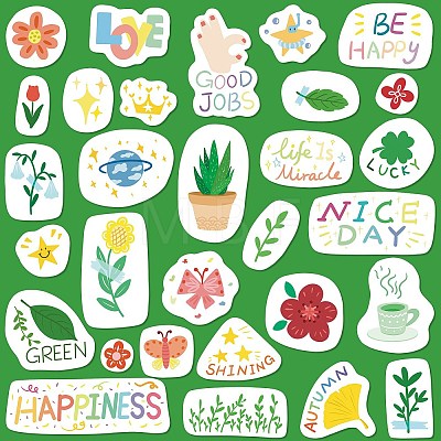 50Pcs Garden PVC Adhesive Waterproof Stickers PW-WGC0B30-01-1