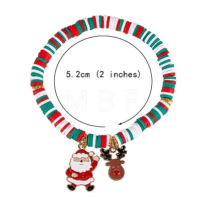 10Pcs 10 Styles Polymer Clay Heishi Beaded Stretch Bracelet Sets for Christmas BJEW-JB06128-1
