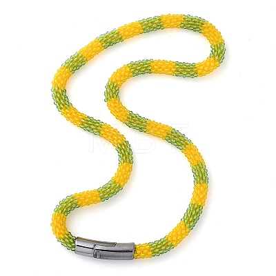 Glass Crochet Beaded Necklace NJEW-Z029-04F-1