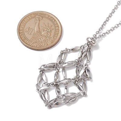 Crystal Stone Cage Pendant Necklaces NJEW-JN04755-04-1