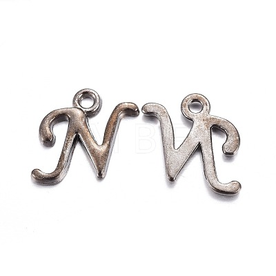 Gunmetal Plated Alloy Letter Pendants PALLOY-J718-01B-N-1