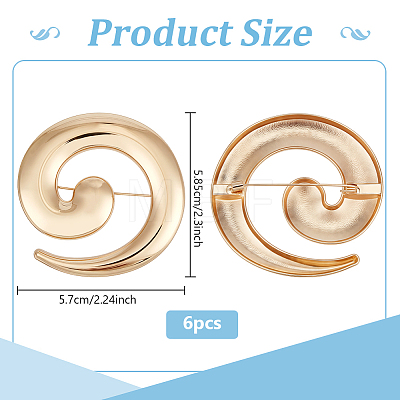 6Pcs Vortex Spiral Zinc Alloy Lapel Pins for Clothes JEWB-FG0001-78-1
