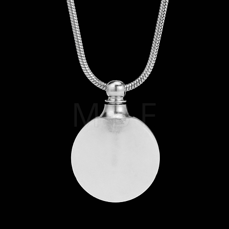 Natural Quartz Crystal Flat Round Perfume Bottle Pendant Necklaces PW-WGD45C6-11-1