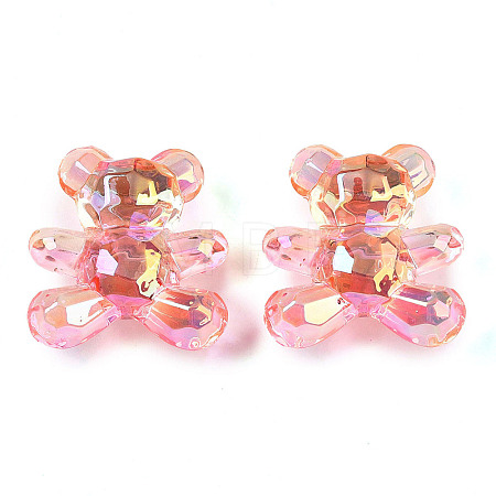 Gradient Color Transparrent Acrylic Eoropean Beads OACR-P024-01-02-1