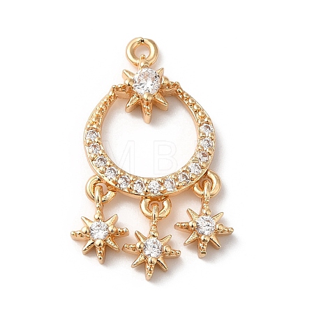 Brass Micro Pave Clear Cubic Zirconia Pendants KK-C062-079G-1