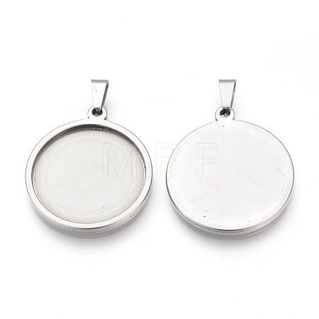 Tarnish Resistant 201 Stainless Steel Pendant Cabochon Settings STAS-S073-05P-1