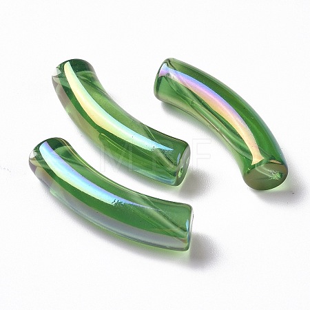 UV Plating Transparent Rainbow Iridescent Acrylic Beads OACR-A016-01D-1