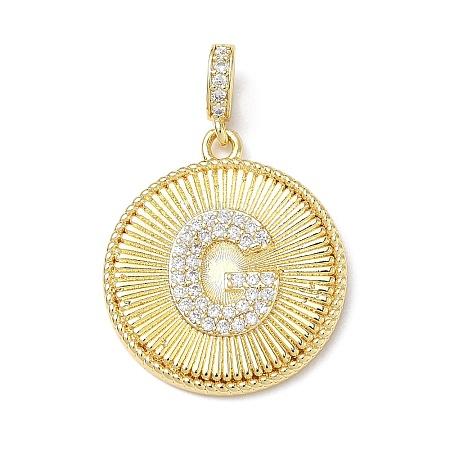 Brass Micro Pave Clear Cubic Zirconia Pendants KK-L253-17G-G-1
