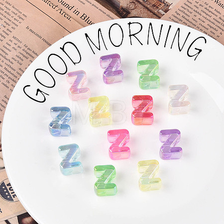 UV Plating Transparent Acrylic European Beads OACR-M027-02Z-1