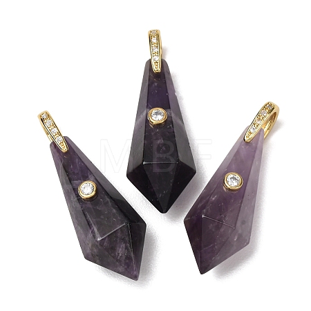 Natural Amethyst Beaded European Dangle Charms GG-CBA9389-03J-1