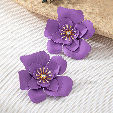 Flower Baking Paint Alloy Stud Earrings FS-WG54A10-05-1