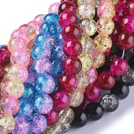 Two Tone Crackle Glass Beads X-CCG-Q002-8mm-M-1