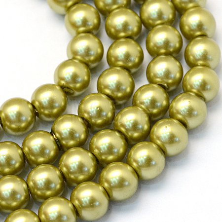 Baking Paint Pearlized Glass Pearl Round Bead Strands HY-Q003-4mm-43-1