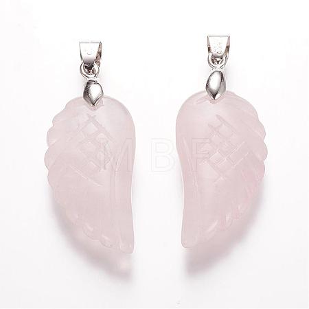 Natural Rose Quartz Pendants G-E339-02H-1