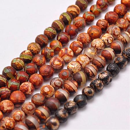 Natural Tibetan Style dZi Beads Strands G-P229-A-07-6mm-1
