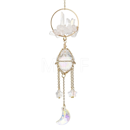 Stainless Steel Cable Chains Pouch Teardrop Pendant Decorations HJEW-JM01578-1