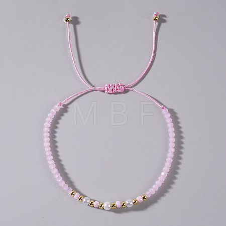 Elegant Imitation Pearl & Glass & Brass Beads Braided Bead Bracelets for Women SF9427-1-1