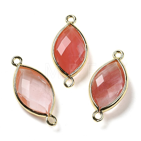 Cherry Quartz Glass Faceted Connector Charms G-K347-03G-06-1