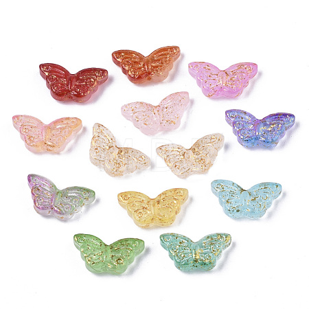Transparent Spray Painted Glass Beads GLAA-R215-05-E-1