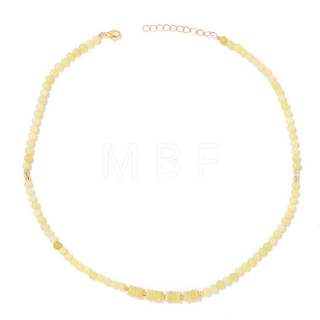 Adjustable 4MM Round Natural Yellow Jade Graduated Beaded Necklaces with Heishi Beads for Women Elegant Fashion Jewelry Gift RG0808-6-1