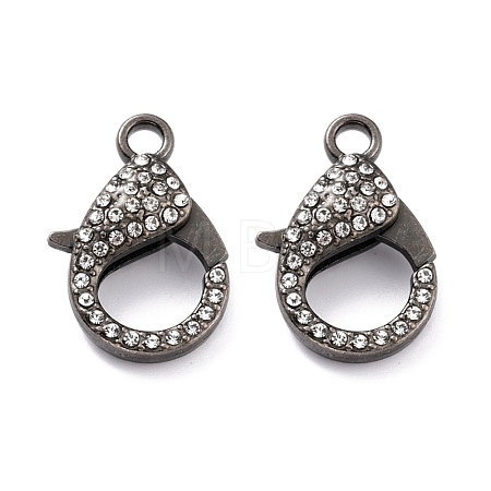 Alloy Rhinestone Lobster Claw Clasps PALLOY-L166-01B-1