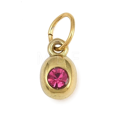 Birthstone 304 Stainless Steel Rhinestone Pendants STAS-L312-02G-03-1