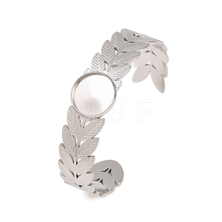 304 Stainless Steel Leaf Cuff Bangle Making STAS-F366-12A-P-1