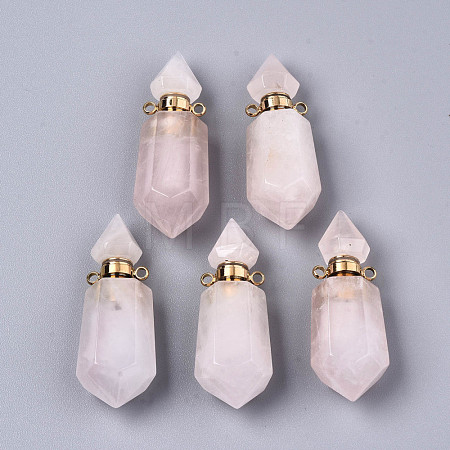 Faceted Natural Rose Quartz Pendants G-T131-15H-1