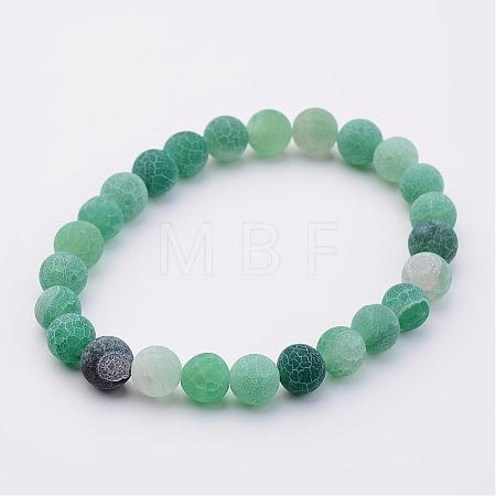Natural Weathered Agate(Dyed) Stretch Beads Bracelets BJEW-JB02513-03-1