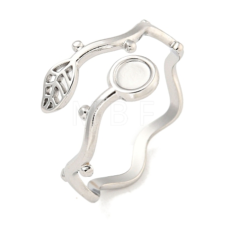 Non-Tarnish 304 Stainless Steel Cuff Finger Ring Components STAS-P365-28P-1
