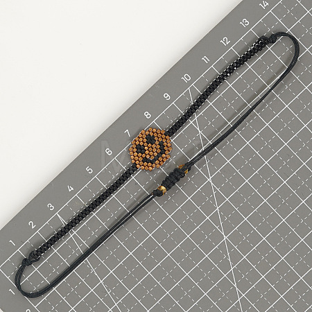 Adjustable Smiling Face Miyuki Glass Sead Bead Braided Beaded Bracelets IS6535-3-1